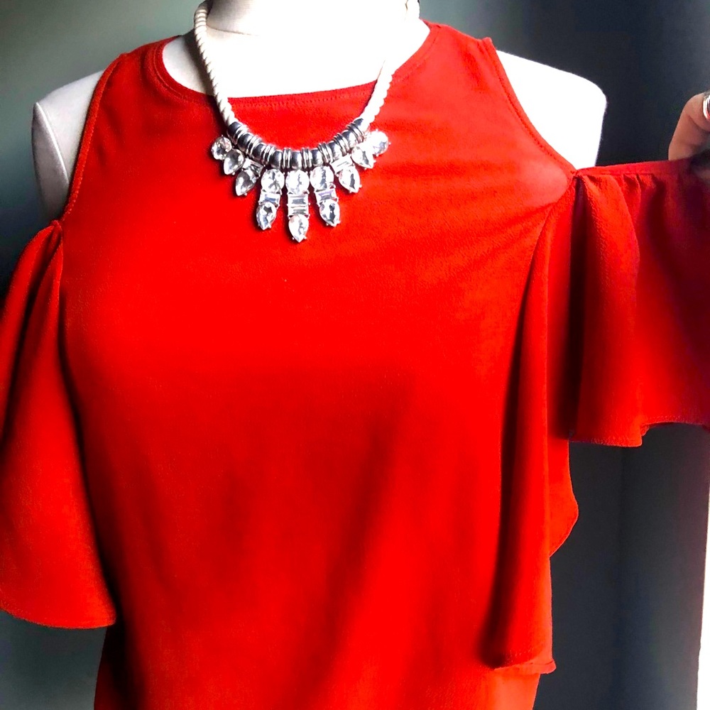 Off-the Shoulder Ruffle-Sleeved Top - Picture 2 of 4